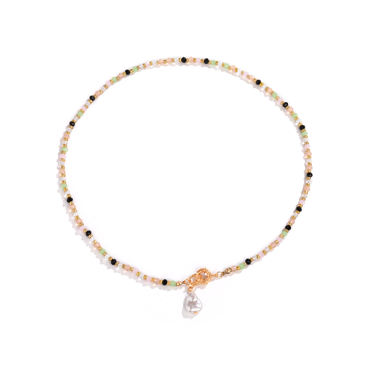 Elegant Shaped Imitation Pearl Tassel Pendant Necklace Womens Simple Contrast Color Bead Necklace Ornamentpicture5