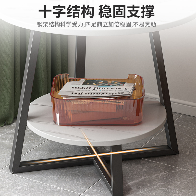 Mesa de café Luz de lujo dormitorio Mini Mesa de esquina pequeño apartamento europeo pequeña mesa redonda de doble capa sofá mesa auxiliar Internet celebridad pequeña mesa de café