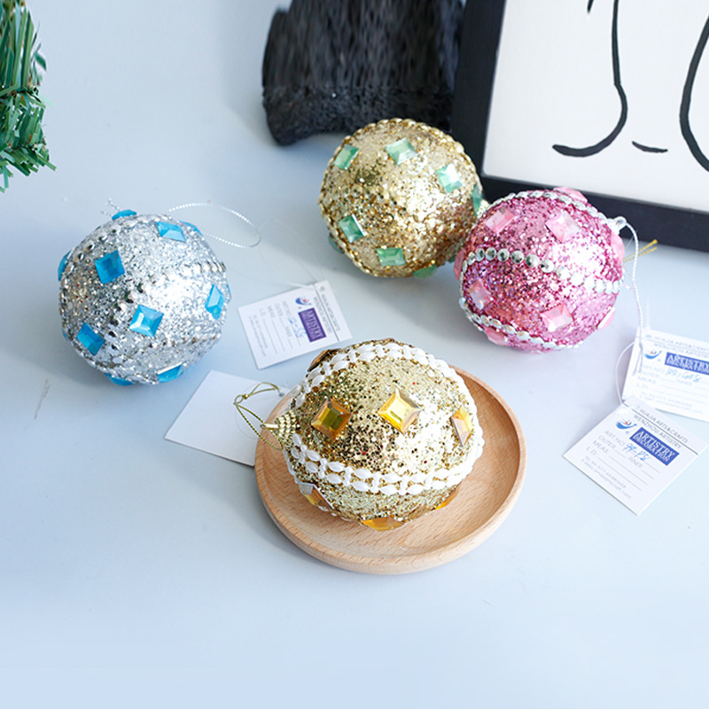 Comercio exterior spot decoraciones de Navidad diamantes dorados bolas de Navidad colgantes de 8cm fiestas colgantes de bodas