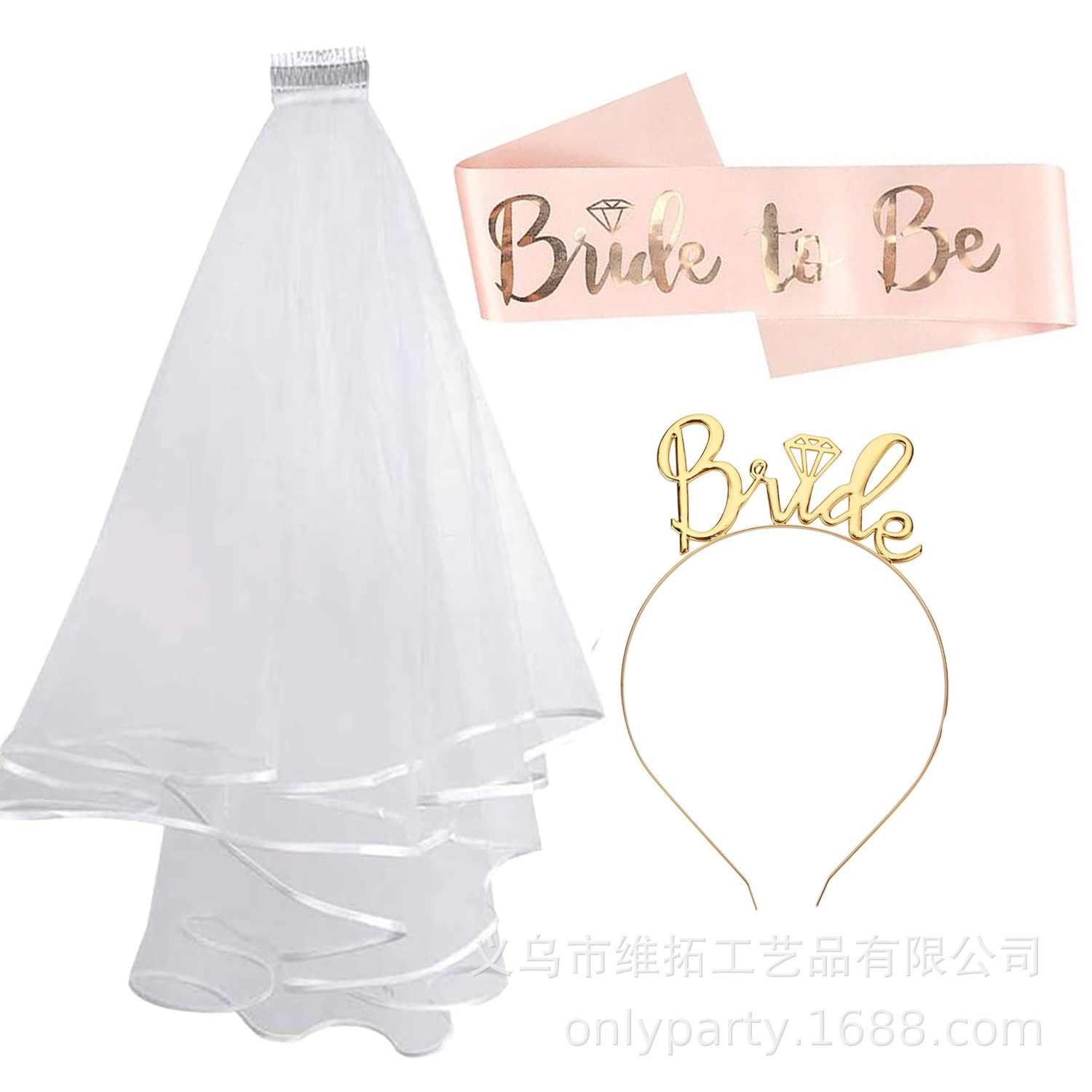 Set “Bride to Be” oro rosa, diadema + velo, decoración para despedida de soltera