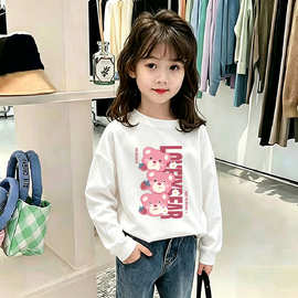 2026春秋款儿童纯棉长袖T恤卡通印花女童休闲宽松女宝宝打底上衣t