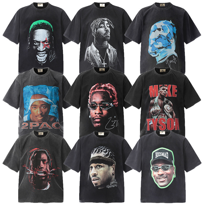25 Cross-border European and American Tide Brand Travis Scott Co-branded VTG Old Washed Short-sleeved T-shirt Men's and Women's High Street Half-sleeved T-shirts