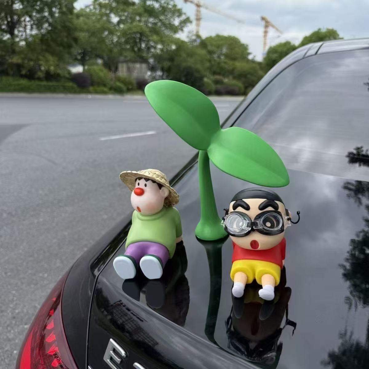 Crayon Shin-Chan Rotating Car Rear Decoration Cartoon Ornament for Car Dashboard Stress-Relief Cute Toy New Model