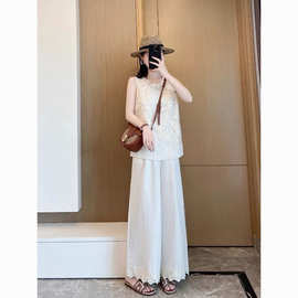 时尚百搭休闲减龄感套装女2025新款无袖背心阔腿裤高级两件套夏季