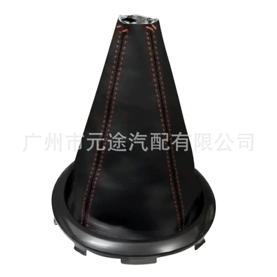 Cab and accessories — Shift Head - black-frame-black-leather-red-stitch-gear-shift-cover-d-rod-domestic-version