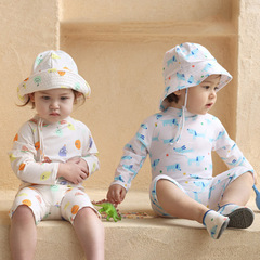 2024 New Children's Surf Wear Baby Infant Boys and Girls Universal Swimwear Matching Sun Protection Hat