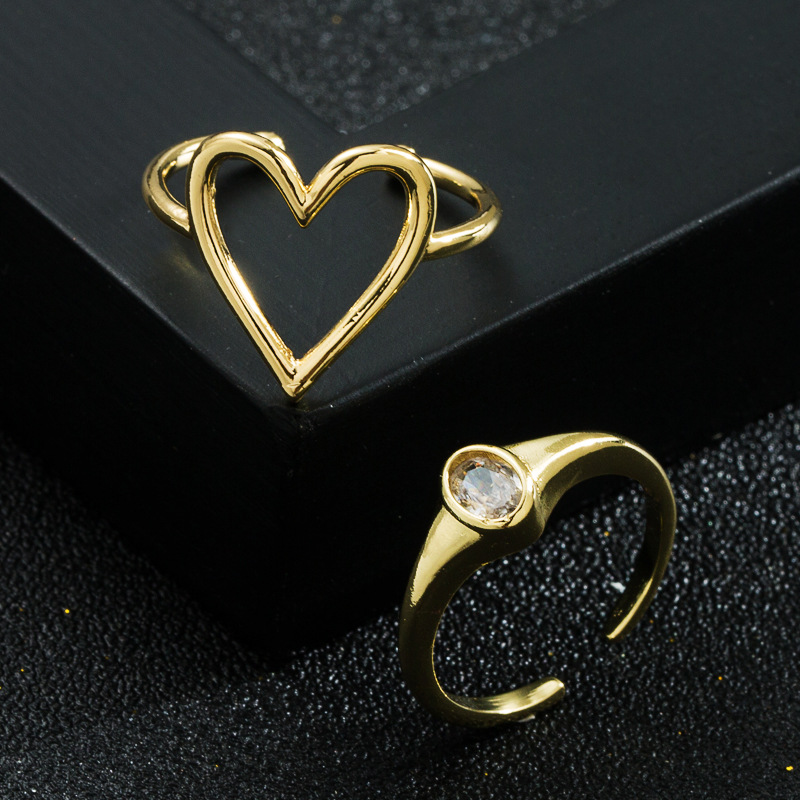 Fashion New Copper Plating 18k Gold Micro Inlaid Zircon Open Female Hollow Ring display picture 2