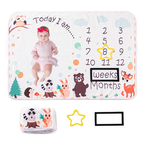 Baby Milestone Month Photo Blanket Infant Photography Blanket Photo Prop Creative Digital Background Cloth Cross-border Best Seller