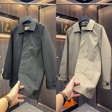 春秋男百搭中长款时尚翻领标准防风风衣男款休闲简约轻奢外套