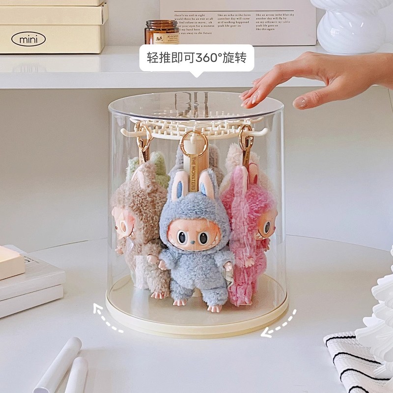 拉布布挂件展示盒透明旋转labubu毛绒玩具玩偶手办盲盒收纳展示架|undefined