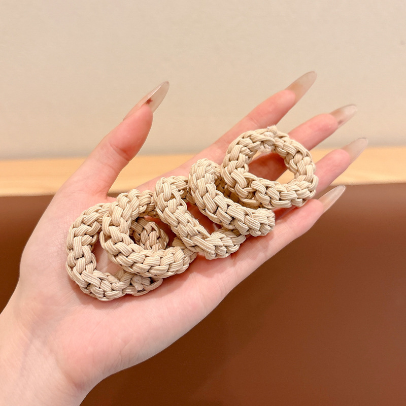 Niña de cabello de cola de caballo alta curry dibujos animados cuerda de cabello no daña la cuerda de cabeza de pellizco niñas de alto valor facial banda de goma