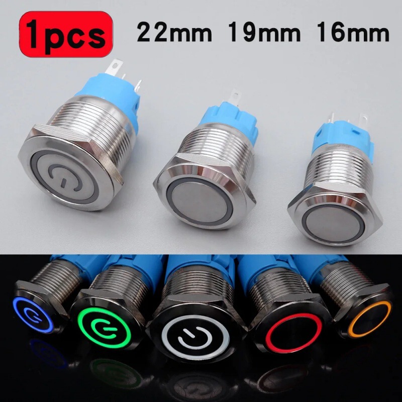 Direct Selling 12/16/19/22mm Metal Button Switch with Light Led Power Start Button Self-Locking Self-Reset