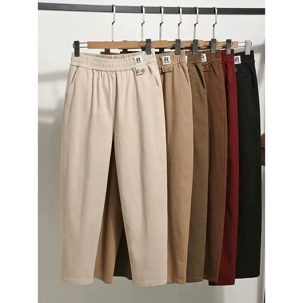 2025 весна и осень новый повседневный дикий эластический талия брюки халан свободные хлопчатобумажные брюки с высокой талией тонкие брюки