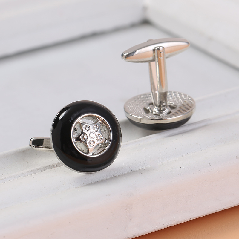 Neue runde eingelegten stern manschettenknöpfe mode retro herren hemd manschettenknöpfe_voghion.com
