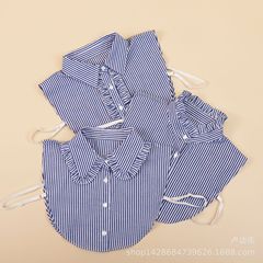 Factory Supply Korean Version New Chiffon Half Collar Autumn/Winter Fashion Easy-to-Wear Hand-Stitched Bead Collar Shirt for Children