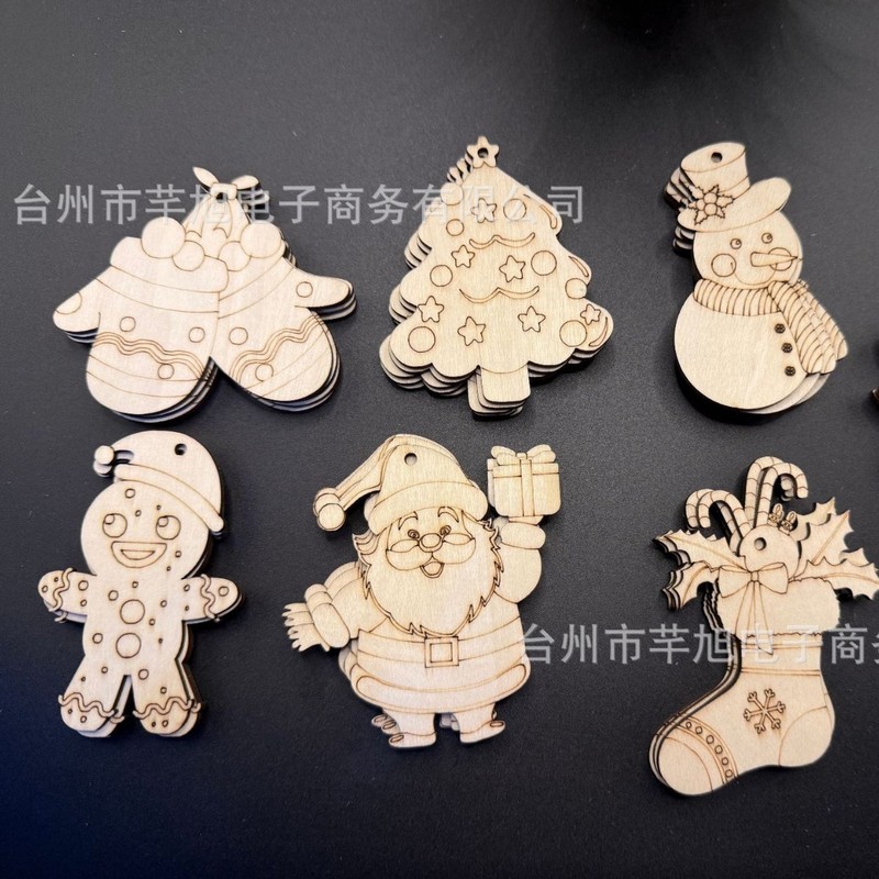 跨境木质工艺品创意圣诞节木片DIY道具圣诞节挂件|undefined