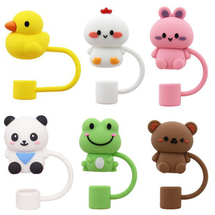 stanley cup straw cap 3D cartoon animal straw cap silicone frog straw cap dust plug 10mm