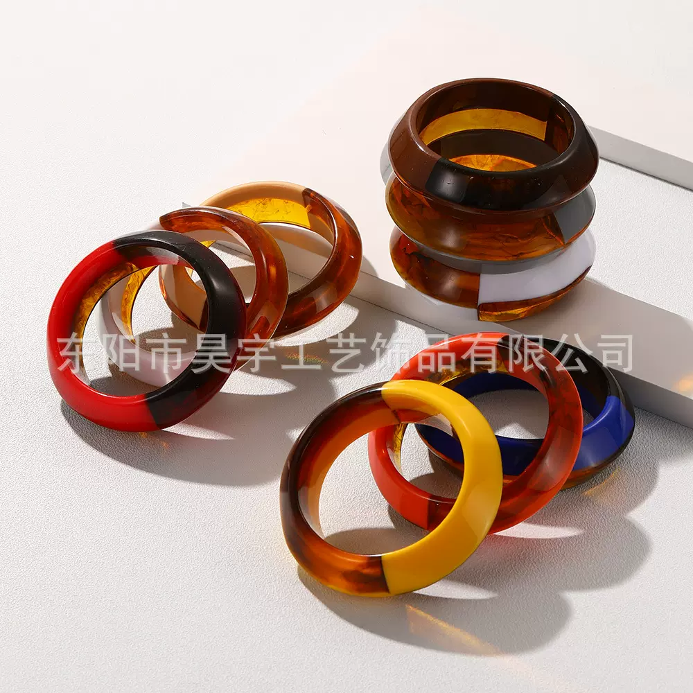 经典时尚树脂拼色手镯印花烟雾手饰潮品流行女士手镯饰品厂家直销