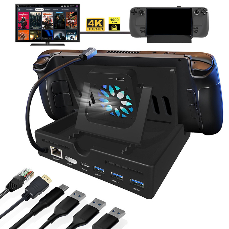 Steam Deck Base Expansion Dock HDMI4K60HZ/Gigabit Mouth Black Myth Wukong Heat Dissipation Base