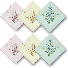 H 76348 Floral Print Crescent Edge Handkerchief �黨��������
