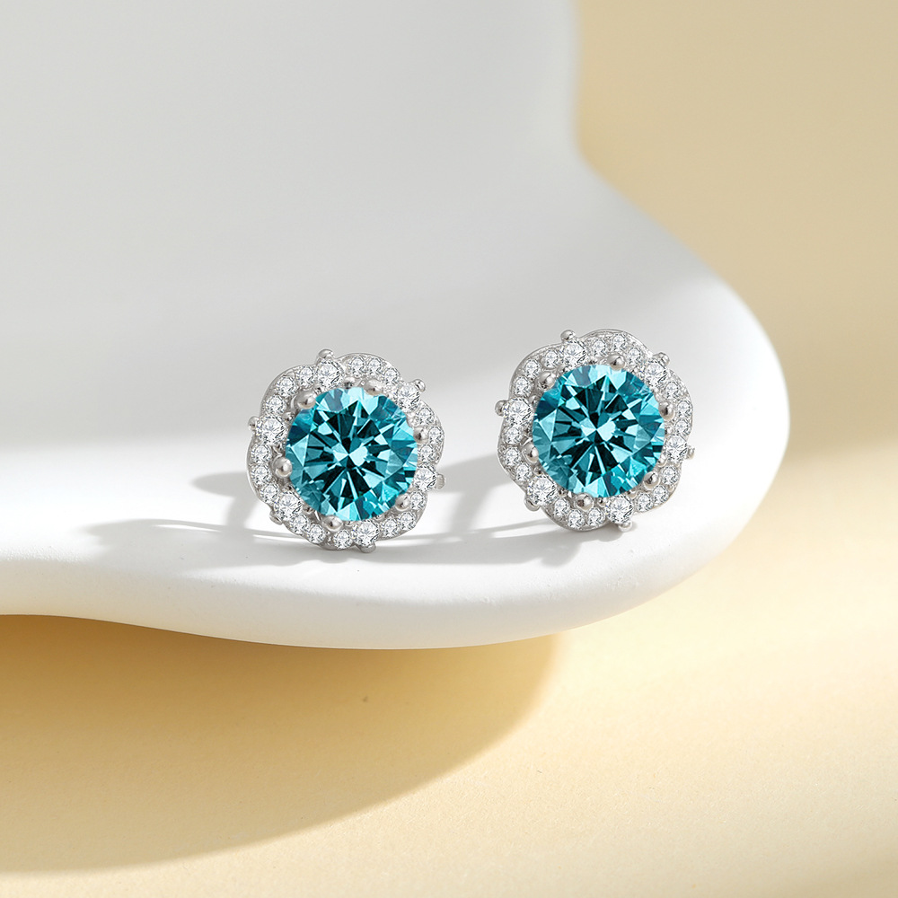 블루 다이아몬드 귀걸이(1캐럿+1캐럿)