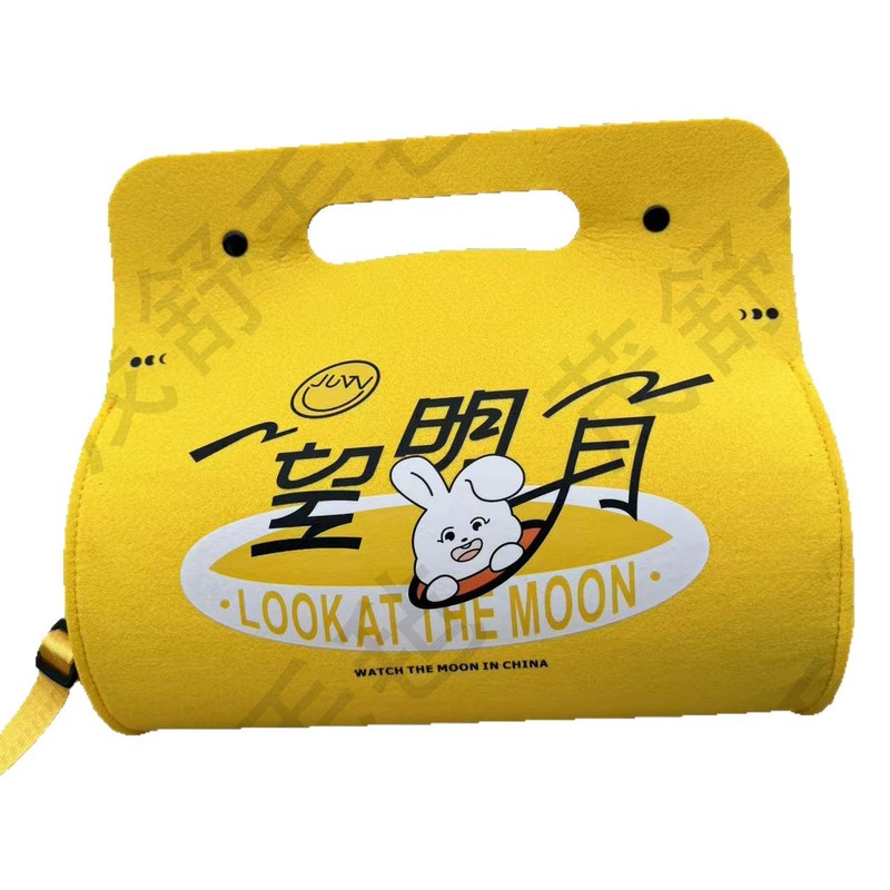 新款中秋节月饼毛毡伴手礼高级感圆筒背包大容量毛毡斜挎包定LOGO|undefined