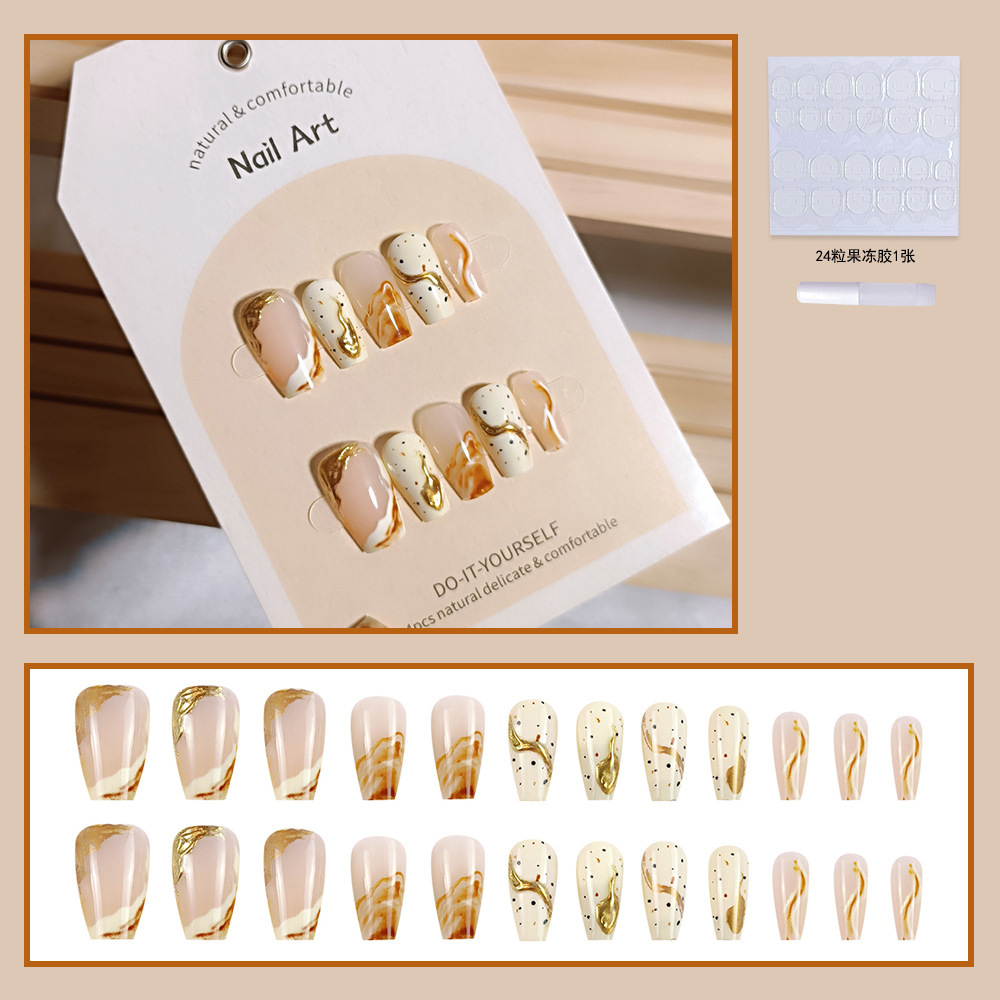 Ventas transfronterizas calientes elegante estilo de manicura personalidad oro desnudo suave ambiente de uñas de moda desnudo rumo desnudo usar uñas