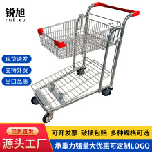 超市双层购物车商场理货车服装店理货物流台车仓储推车电商拣货车