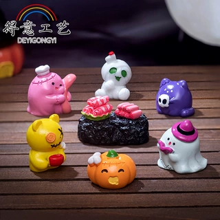 微景观创意可爱万圣节聚餐玩偶幽灵木乃伊南瓜公仔桌面树脂小摆件