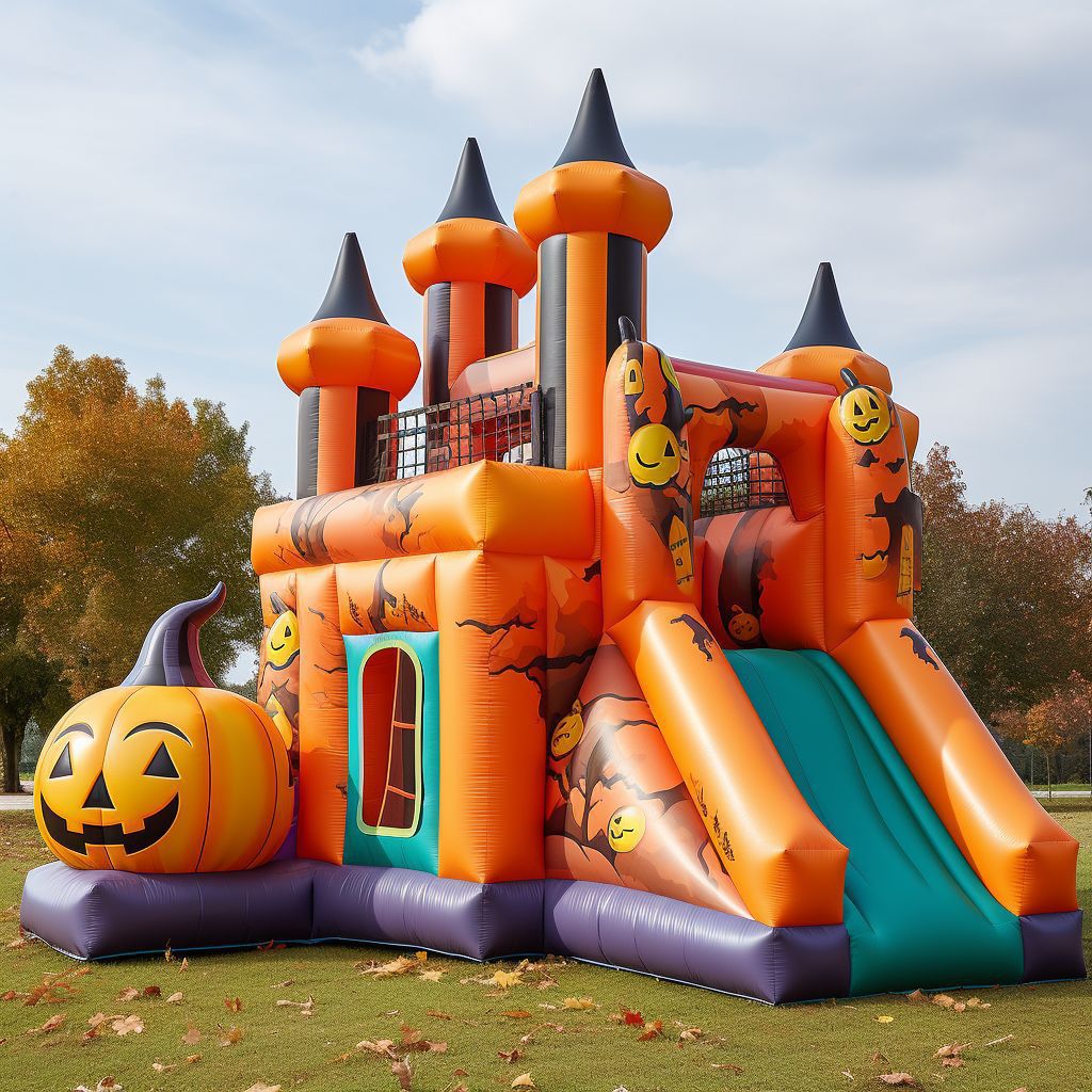 Castillo inflable comercial con tema de Halloween gran calabaza al aire libre casa de rebote para niños jumping bed jumping playground