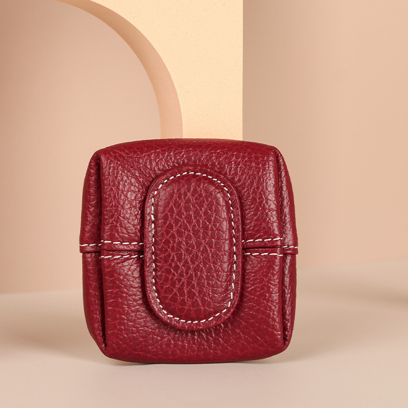 Monedero de cuero genuino primera capa de piel de vaca mini billetera de almacenamiento clave transfronteriza pequeña billetera de piel de vaca de las mujeres