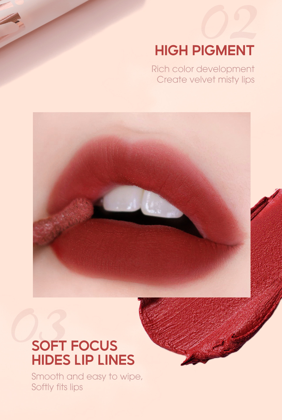 O.TWO. O soft cotton mist first love lip mud powder Blusher eye shadow can be used three times, velvet does not touch the cup and does not fade