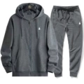 Dark gray zipper suit white
