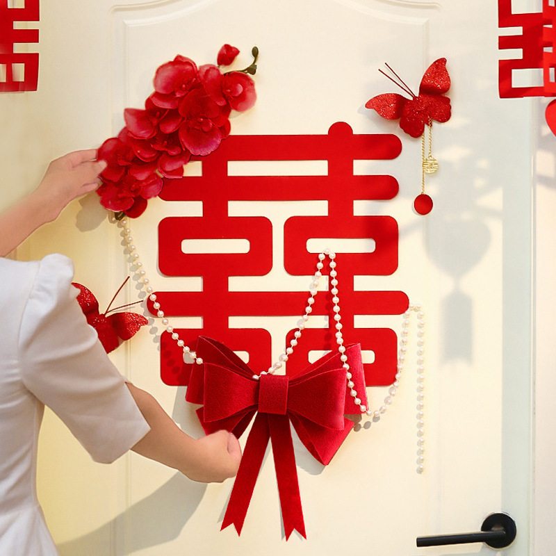 Diseño de sala de bodas, juego de puertas de bodas, colección de suministros de boda, decoración de puertas de salón, puerta de casa nueva para hombres y mujeres, flores simuladas