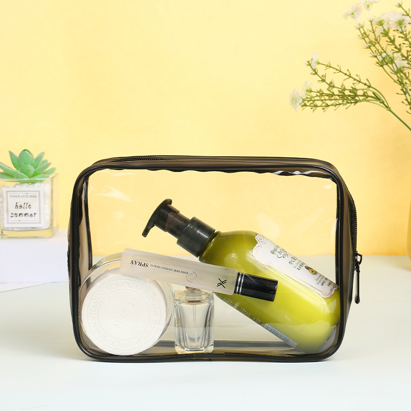 Moderno simple negro de gran capacidad de plástico de PVC bolsa de lavado multifuncional bolsa de almacenamiento de artículos de tocador