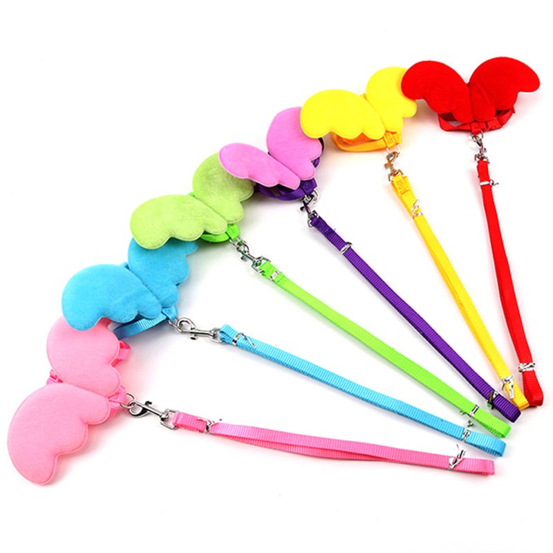 Gato mascota cuerda de tracción Ángel alas de pecho Correa gatito tracción cuerda pecho Correa en forma de I gato tracción