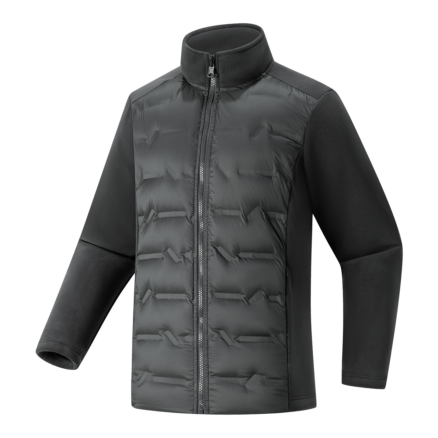 Transfronterizo otoño y invierno blancos de pluma de pluma masculina de invierno de cuello vertical de pelusa de seda de cremallera caliente chaqueta de costilla