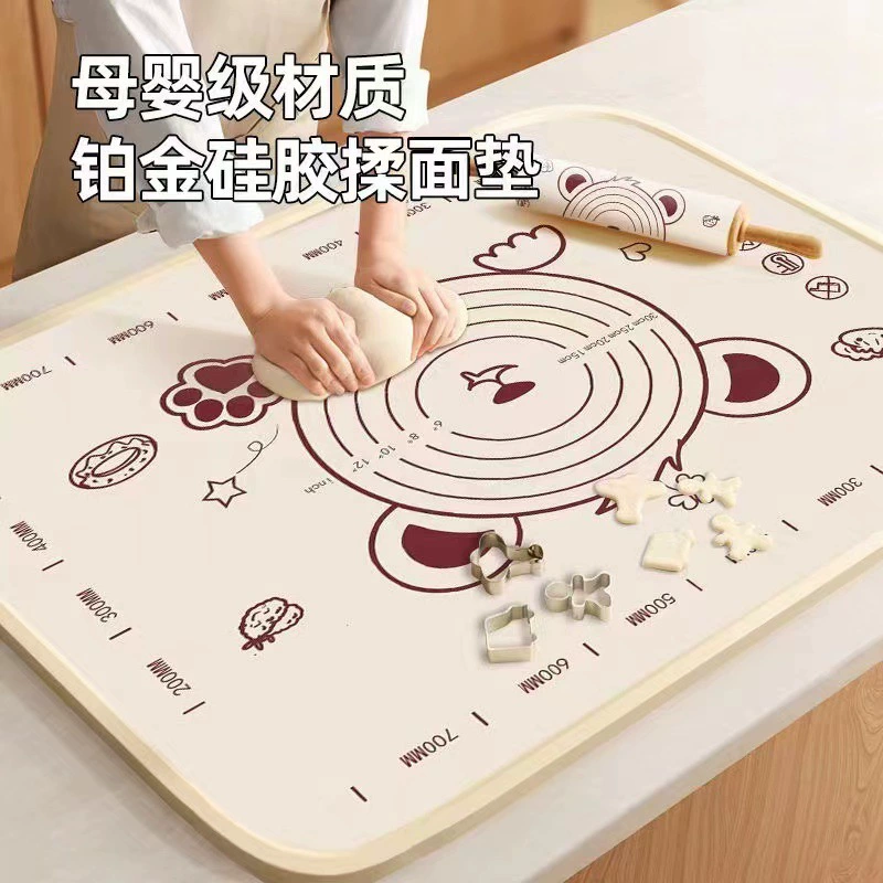 [Send cutting knife+rolling pin] Thicked non -stick silicone panel non -slip non -stick surface scale Silicone cushion kneading