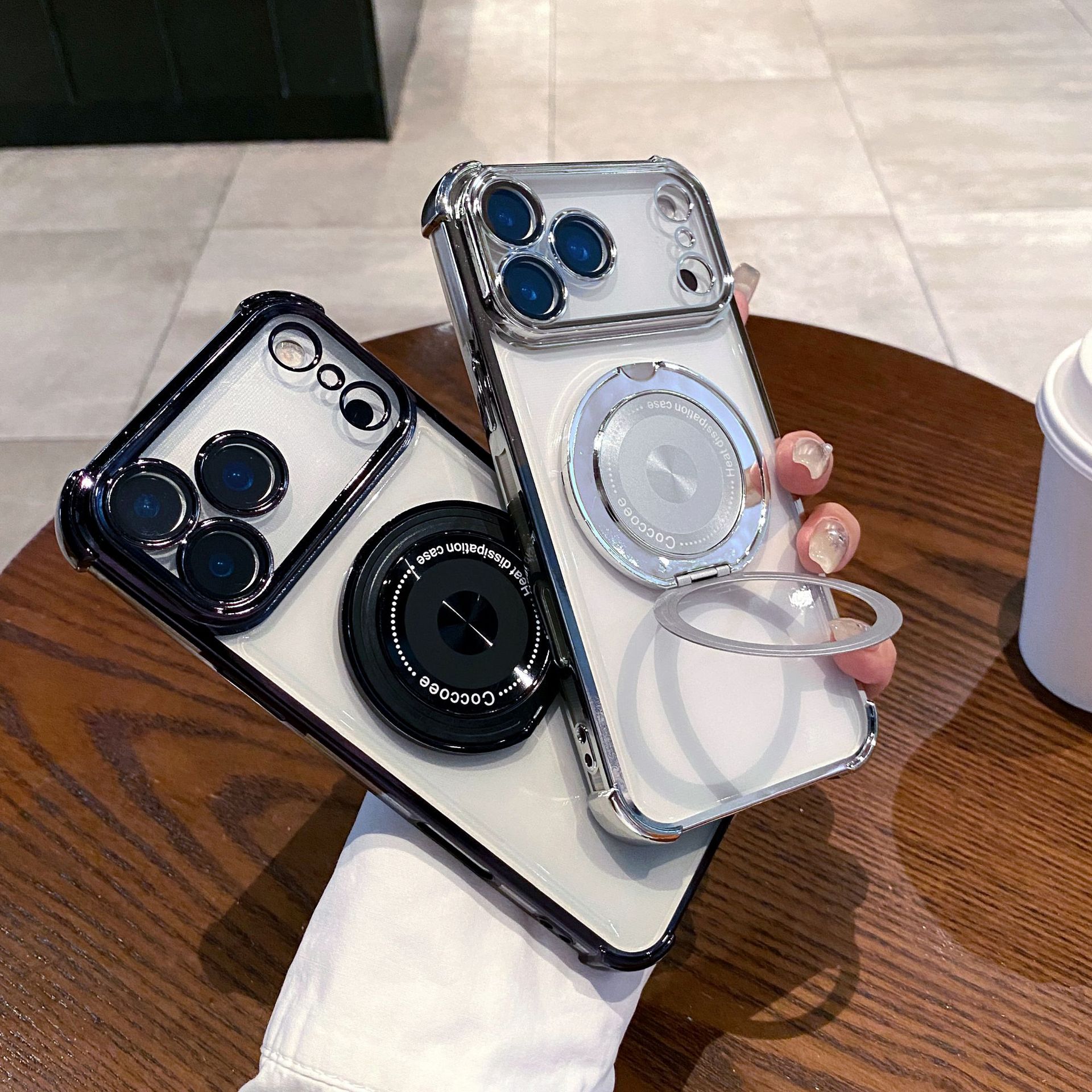 Suitable for Iphone17Promax Four-Corner Anti-Fall Mobile Phone Case 360 Rotation Magnetic Stand Apple 16 Protective Cover Suitable for Iphone17Promax Four-Corner Anti-Fall Mobile Phone Case 360 Rotation Magnetic Stand Apple 16 Protective Cover