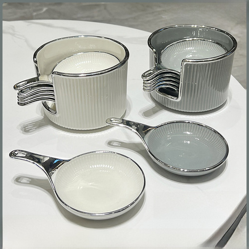 Light Luxury Dipping Sauce Plate Home Seasoning Plate Storage Plate Hot Pot Seasoning Plate Soy Sauce Plate Vinegar Plate Sauce Plate