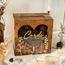 跨境新款木制婚礼卡盒派对信封钱盒礼品卡盒迎宾装饰摆件留言簿