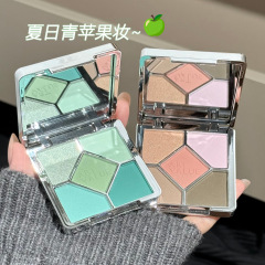 ミントエキスインスピレーショングリーン五色アイシャドー夏の清涼化粧青色低飽和ビーズ艶消し繊細越境