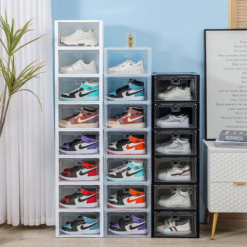 Xidu PP Plastic Transparent Acrylic Shoe Box Strong Magnetic Adsorption Shoe Storage Box Large Wholesale Drawer Style Home Goods