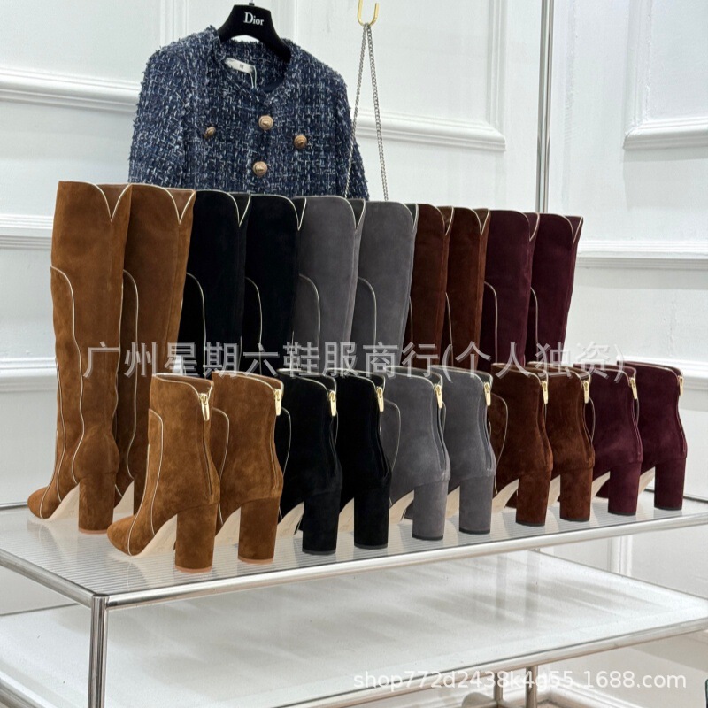 High-quality 26 new vintage suede round-toe fashion boots, chunky high-heeled ankle boots, high-tube knee-high boots, long boots, slim-fit boots High-quality 26 new vintage suede round-toe fashion boots, chunky high-heeled ankle boots, high-tube knee-high boots, long boots, slim-fit boots