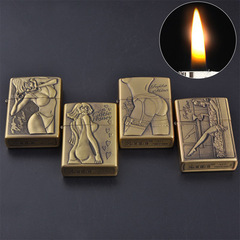 JT6143 建泰青銅煤油打火機廠家直銷創意個性美女浮雕防風點煙器