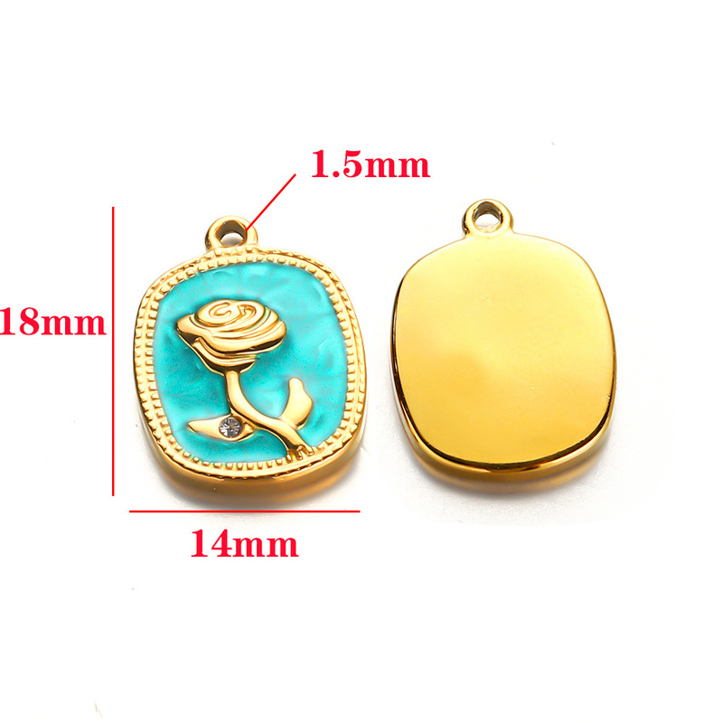 ステンレス鋼ローズペンダント長方形ペンダントダイヤモンド IY ジュエリーマッチングアクセサリーペンダントブレスレットネックレスペンダント|undefined