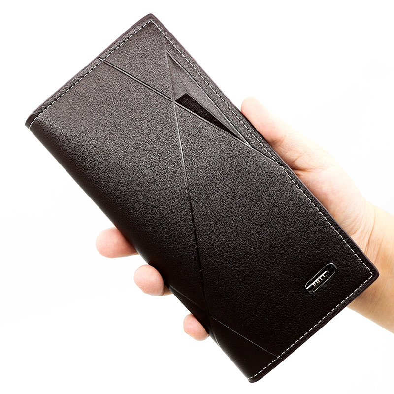 Nueva cartera de los hombres de negocios de longitud media cartera de los hombres de color sólido de la PU carta de cuero 3 veces la cartera de la cartera al por mayor