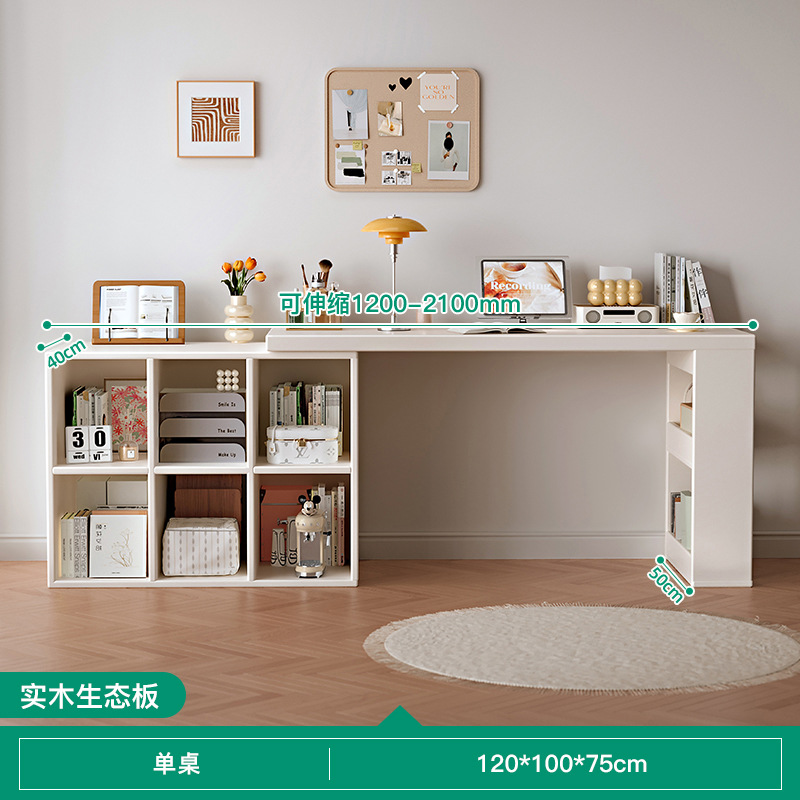Escritorio retráctil de madera sólida con viento de crema en un estante de escritorio de maquillaje tipo casa pequeña mesas de maquillaje para dos personas escritorio de computadora de estudio doméstico