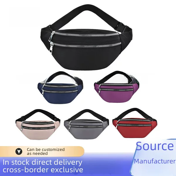 Source Factory Wholesale Printed Logo Waist Bag Waterproof Unisex Mobile Phone Oxford Cloth Simple Crossbody Bag Lightweight Travel