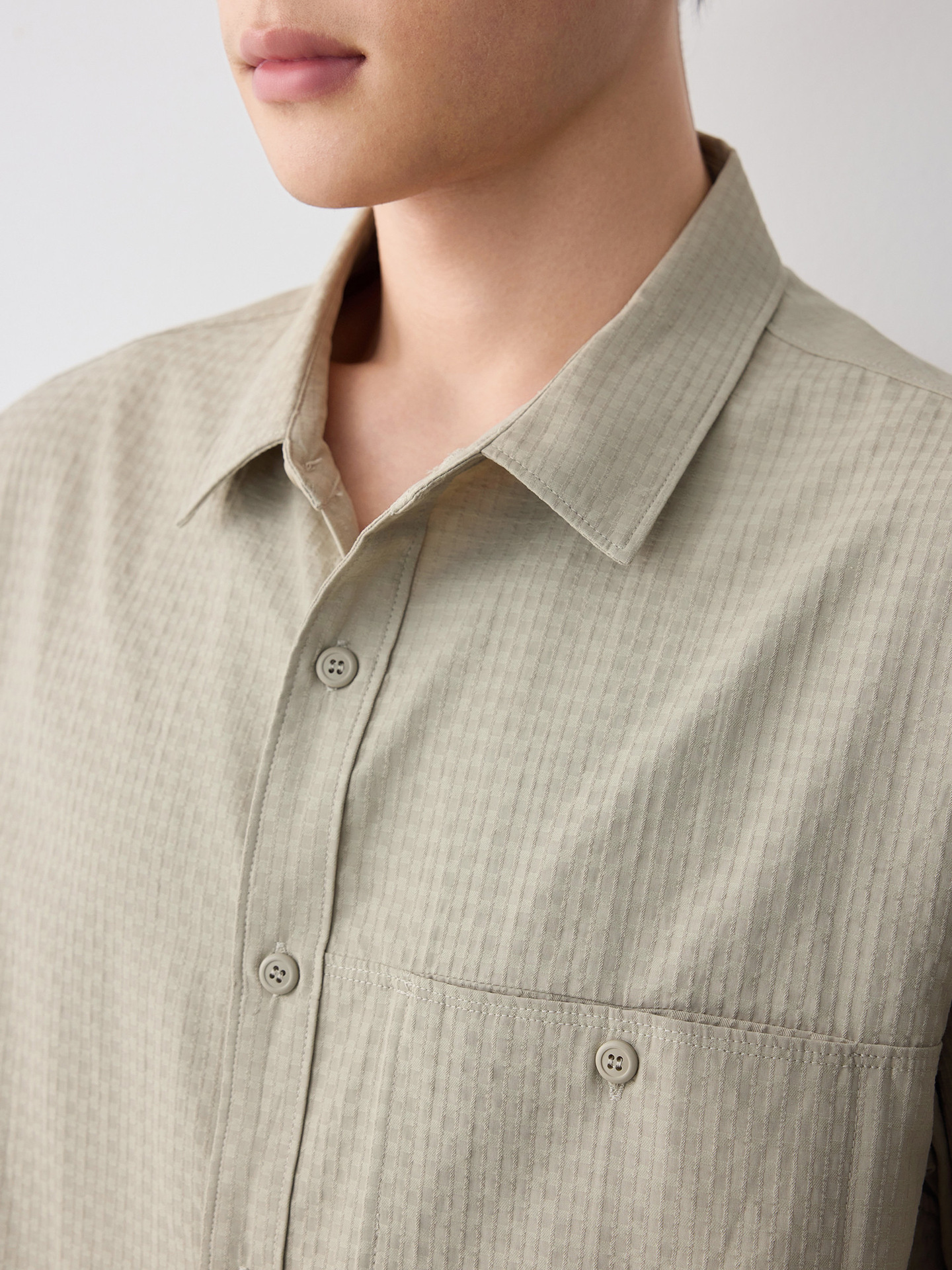 Áo sơ mi nam dài tay công sở chất liệu cotton phom thường — trắng